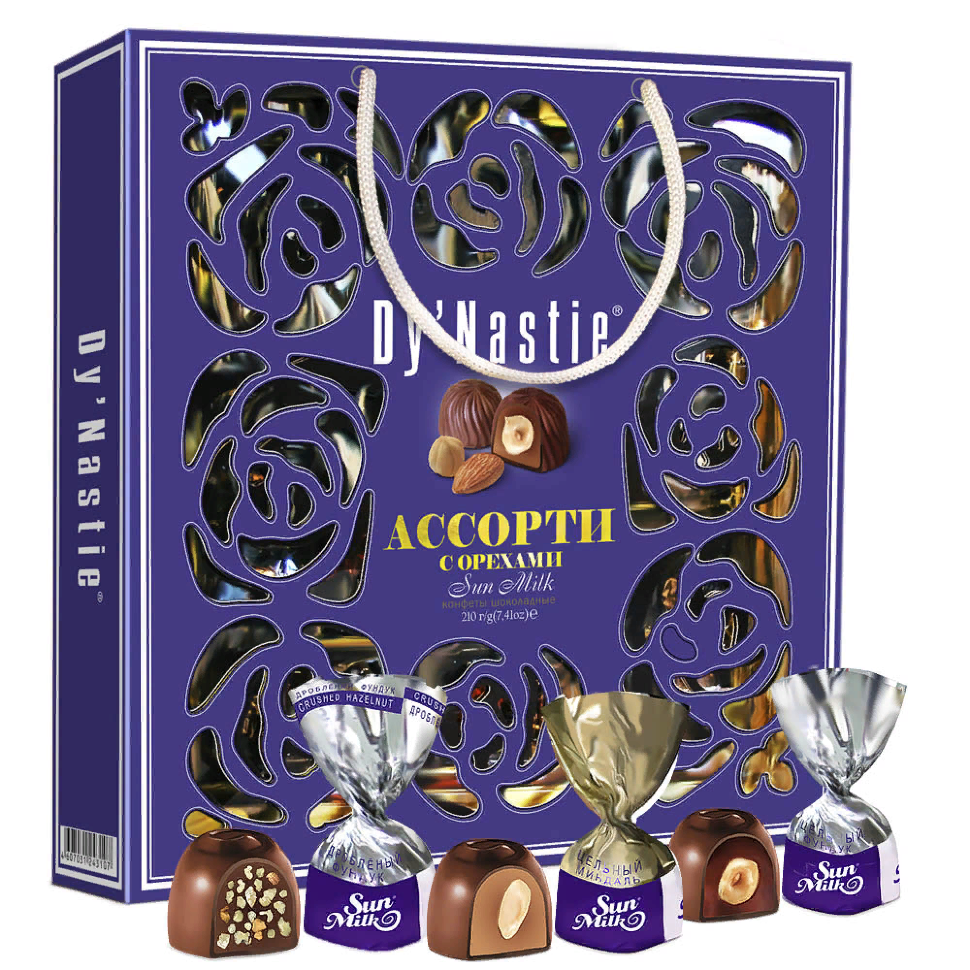  Династия Сумка Конфеты "Ассорти с орехами", 210г     в Бугуруслане